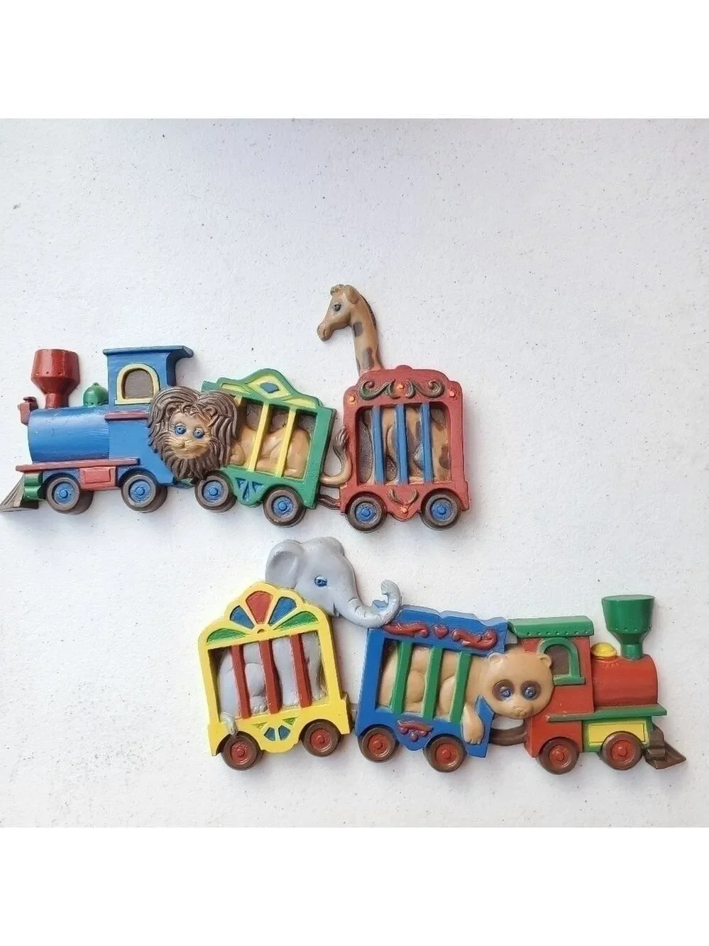 Vtg Homco ZOO Train wall plaques Lion Giraffe Tiger Elephant nursery room decor